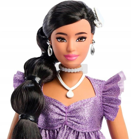 LALKA BARBIE DELUXE STYLE #8 w stroju z metalicznym połyskiem JFP43