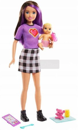 BARBIE LALKA OPIEKUNKA DZIECIĘCA + BOBAS GRP11