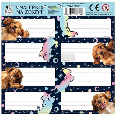 Nalepki na zeszyty Cleo i Frank 44 Pies (25szt)