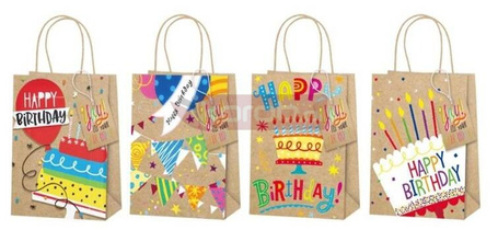 Torba prezentowa white kraft 21x25,5cm brokat mix