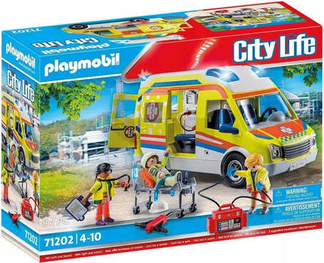 PLAYMOBIL 71202 KARETKA POGOTOWIA ZE ŚWIATŁEM I DŹ