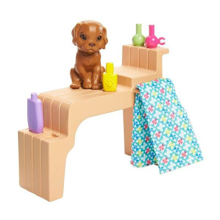 Lalka Barbie GHN07 Zestaw Mani-Pedi SPA Lalka ze szczeniaczkiem