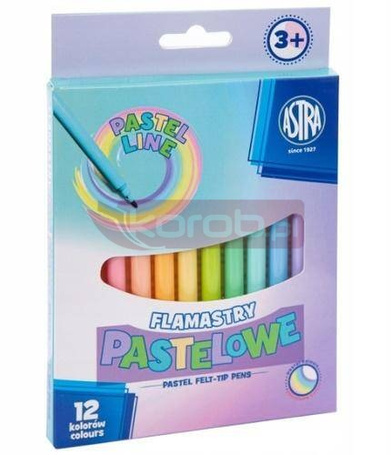 Flamastry 12 kolorów pastel ASTRA