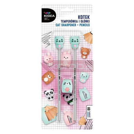 Temperówka z ołówkami Kotek KIDEA