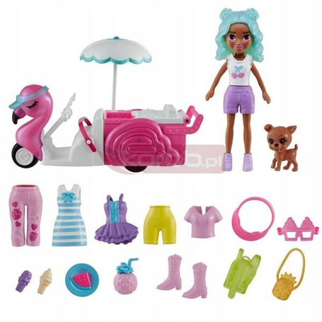 LALKA POLLY POCKET FLAMING WÓZEK zestaw do zabawy dla dzieci +4 lata HWP24