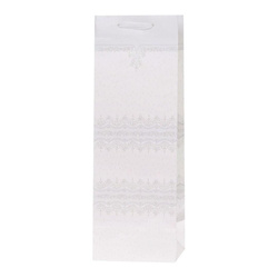 Torebka Lux 12x36x10cm brokat biała ROZETTE