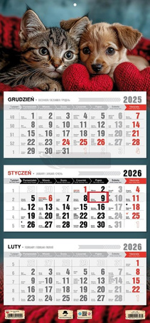 Kalendarz 2026 trójdzielny płaska główka przyjaźń