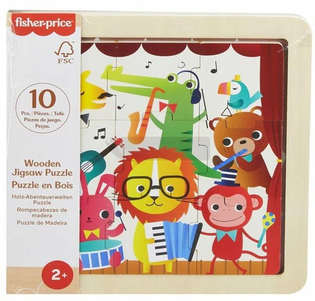 FISHER PRICE PUZZLE DREWNIANE 9 elementów ZWIERZĄTKA ZOO dla dzieci +2 lata HXV18