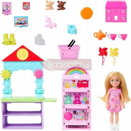 BARBIE CHELSEA SKLEPIK Z ZABAWKIAMI ZESTAW DO ZABAWY z lalką + akcesoria HNY59