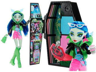 LALKA MONSTER HIGH STRASZYSEKRETY Neonowa GHOULIA YELPS + akcesoria HNF81