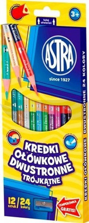 Kredki ołówkowe trójkątne dwustr. 12=24 kol. ASTRA