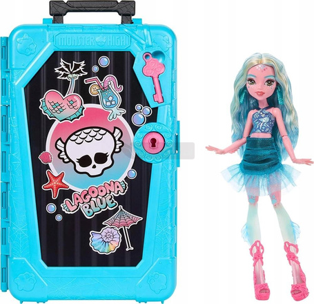 LALKA MONSTER HIGH STRASZYSEKRETY S7 Lagoona Blue wakacje zestaw z walizką JDR51