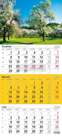 Kalendarz 2026 trójdzielny Sad