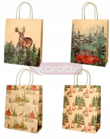 Torba prezentowa 26x32x12cm papier brown craft mix
