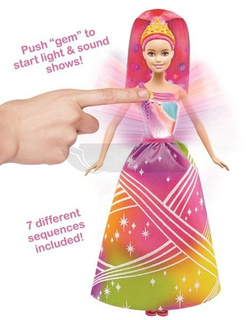 Barbie Tęczowa Księżniczka ze światełkami