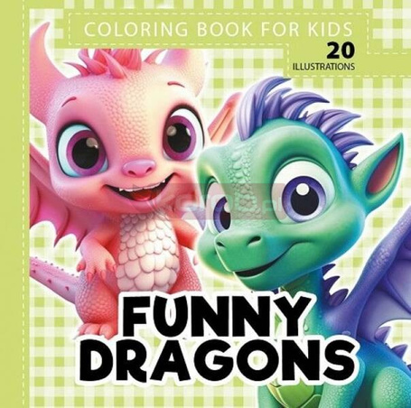 Kolorowanka 160x160 Funny dragons Smoki zielony