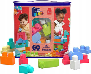 MEGA BLOKS KLOCKI 60 elementów ,duże klocki w torbie DCH54 dla dzieci +12m DCH54