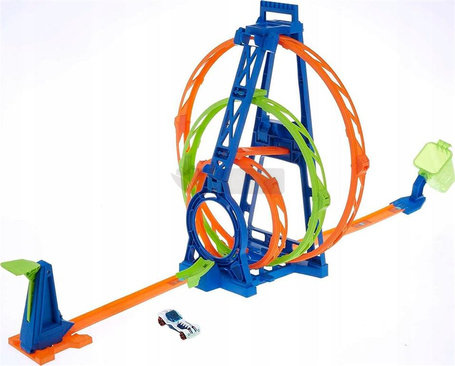 HOT WHEELS ACTION ZESTAW TORÓW POTRÓJNA PĘTLA wyrzutnia, track build HMX38