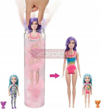 LALKA BARBIE COLOR REVEAL Neon Tie Dye zestaw 2 lalek Barbie i Chelsea HCD29
