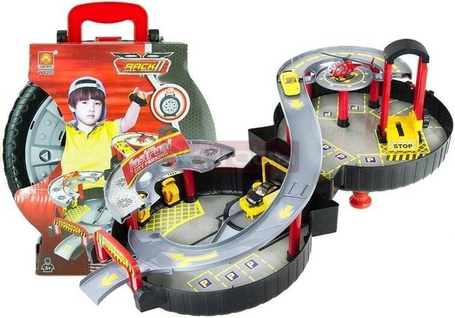 Parking garaż samochodowy zamknięty w kole walizka