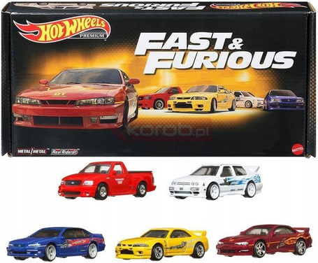 HOT WHEELS PREMIUM FAST & FURIOUS zestaw 5szt autek pudełko HKF08