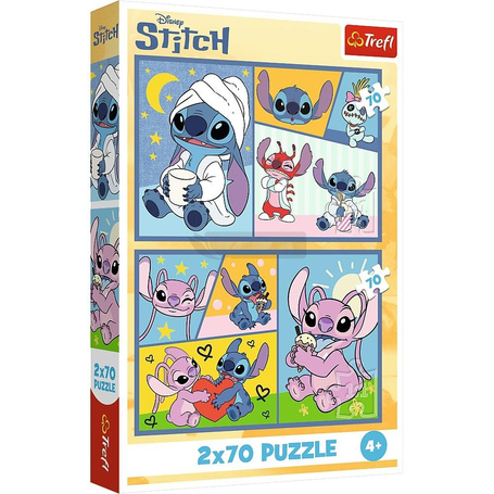 Puzzle 2x70 Ze Stitchem nie ma nudy TREFL