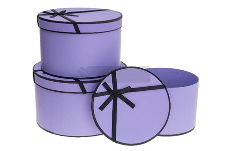 Pudełko Flower Box z kokardą 3szt purpur ROZETTE