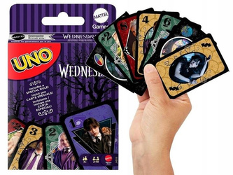 GRA KARTY UNO WEDNESDAY oryginalne kultowe karty Uno z bohaterami serialu JHB18