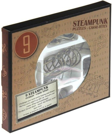 Łamigłówki metalowe 9 szt Steampunk czerwony G3