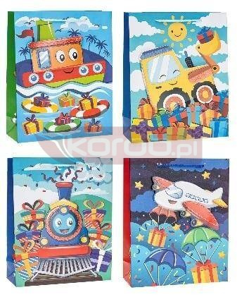 Torebka ozdobna Pojazdy 26x32x10cm mix ROZETTE