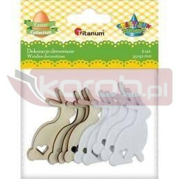 Drewniane zające 33x50mm białe 10szt