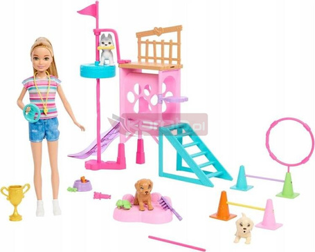 LALKA BARBIE STACIE PLAC ZABAW DLA PIESKÓW zestaw z lalką Stacie i pieskami HRM10