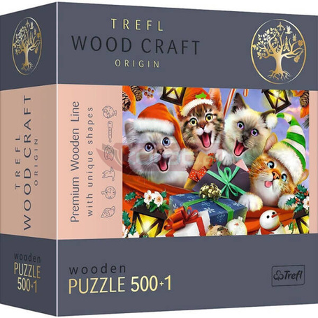 Puzzle drewniane Świąteczne kotki
