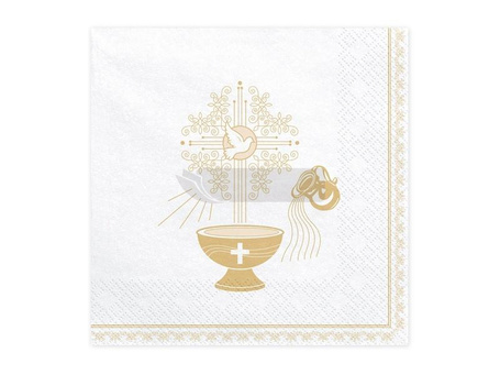 Serwetki Chrzest Święty 33x33cm złoty 20szt