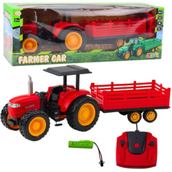 Traktor z przyczepą RC czerwony