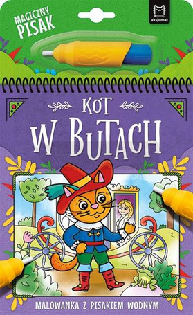 Kot w Butach. Malowanka z pisakiem wodnym