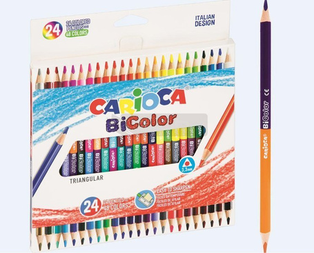 Kredki ołówkowe trójkątne BiColor 24/48 CARIOCA