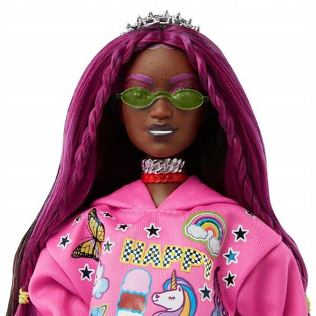 LALKA BARBIE EXTRA 19 w stroju pop punk + PANDA HKP93