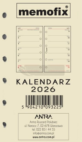 Wkład kalendarzowy 2026 Memofix A6 TNS
