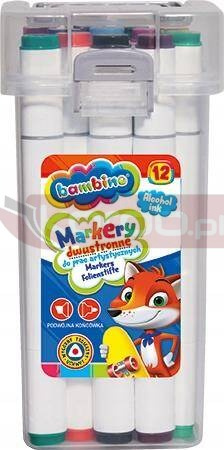 BAMBINO MARKERY DWUSTRONNE do prac artystycznych 12 kolorów