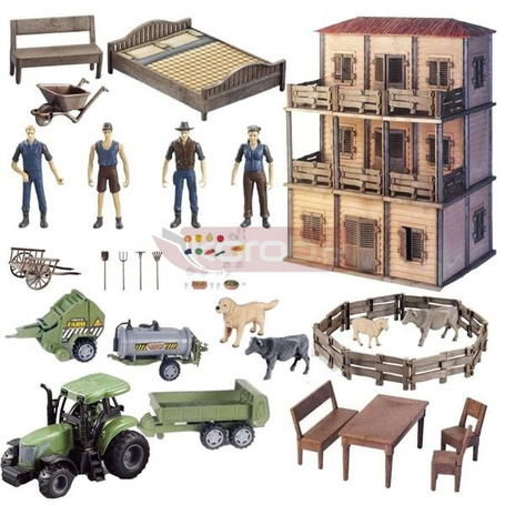 Duży zestaw farma ranczo z rolnikami DIY