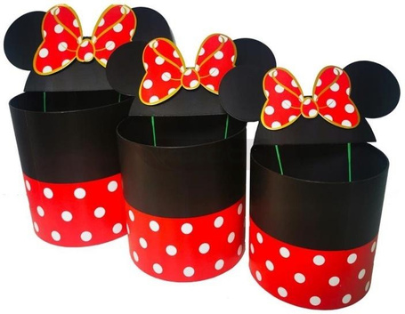 Pudełko Flower Box 3szt okrągłe Micky czerw ROZETT