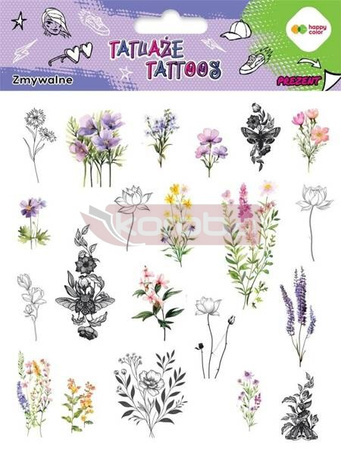 Tatuaże zmywalne Flowers HAPPY COLOR