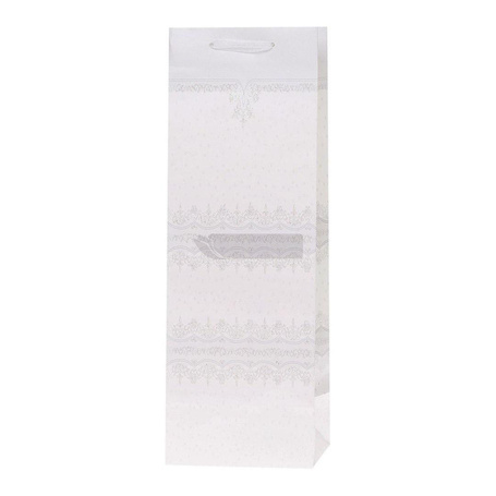 Torebka Lux 12x36x10cm brokat biała ROZETTE