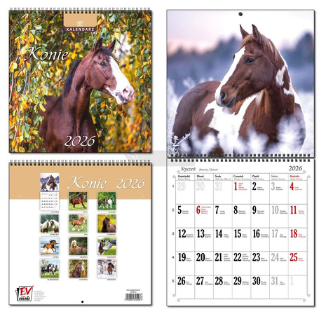 Kalendarz 2026 30x60 13 planszowy Konie