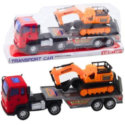 Ciężarówka z lawetą i koparką