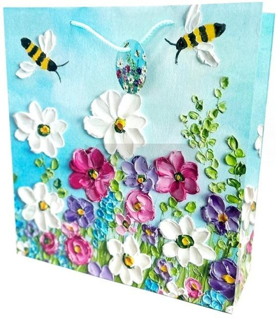 Torebka ozdobna matowa 35x37x12cm Pszczoły