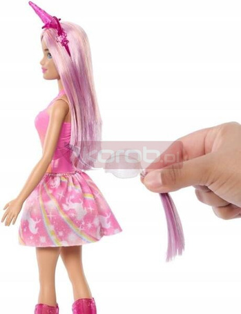 LALKA BARBIE DREAMTOPIA JEDNOROŻEC z długimi różowymi włosami HRR13