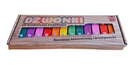Dzwonki 12-tonowe kolorowe na drewnianej ramie
