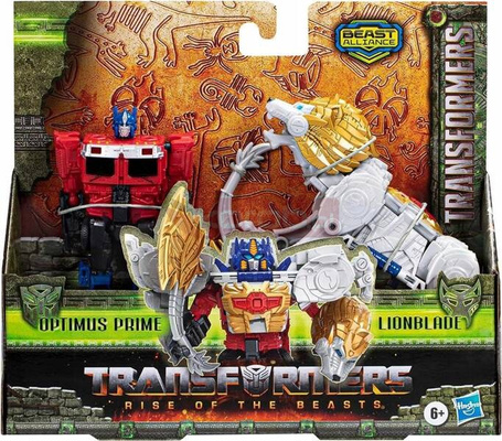 TRANSFORMERS RISE OF THE BEASTS FIGURKA Optimus Prime i Lionblade F4622